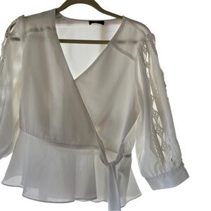 Elegant White Wrap Blouse
